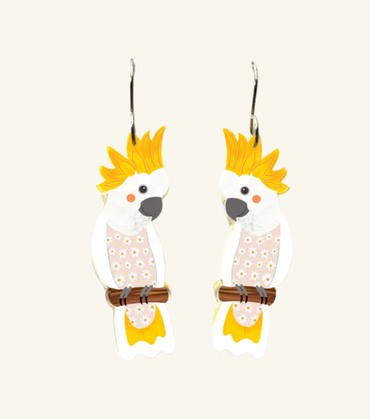 Smyle Designs Sulphur-Crested Cockatoo Earrings