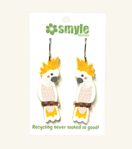 Smyle Designs Sulphur-Crested Cockatoo Earrings