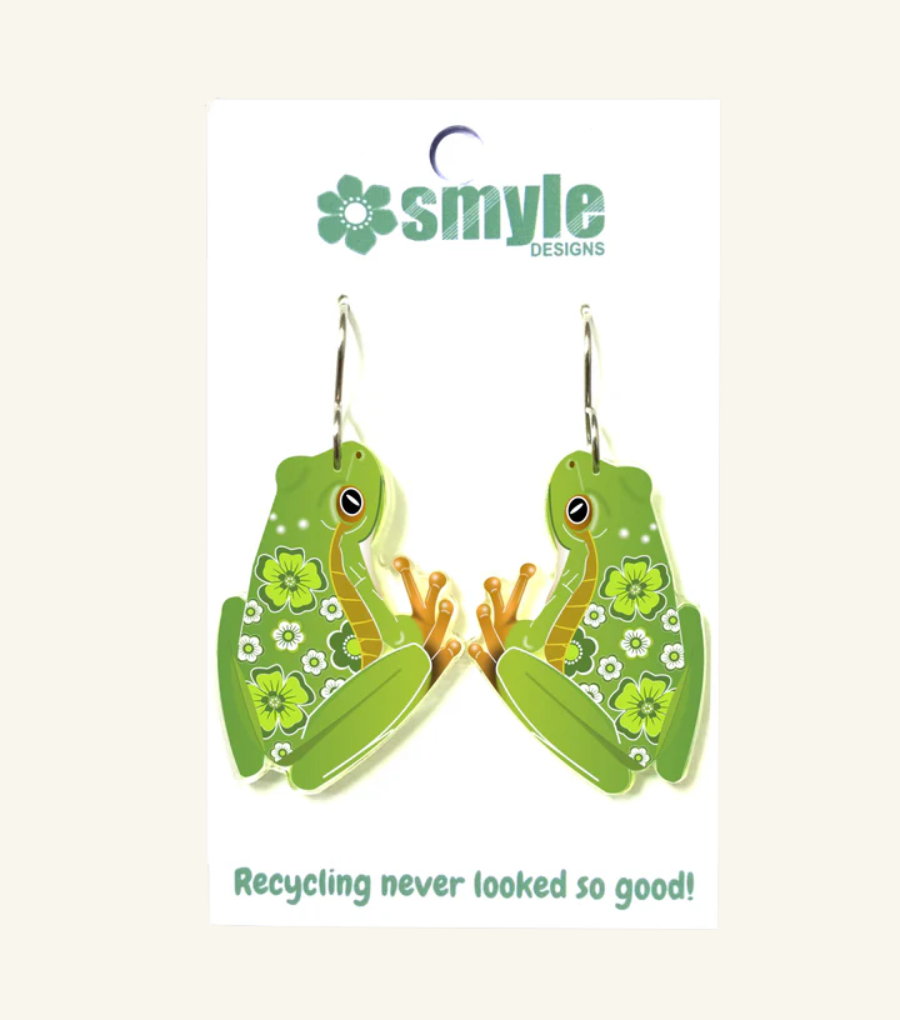Smyle Designs Green Tree Frog Earrings