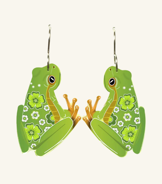 Smyle Designs Green Tree Frog Earrings