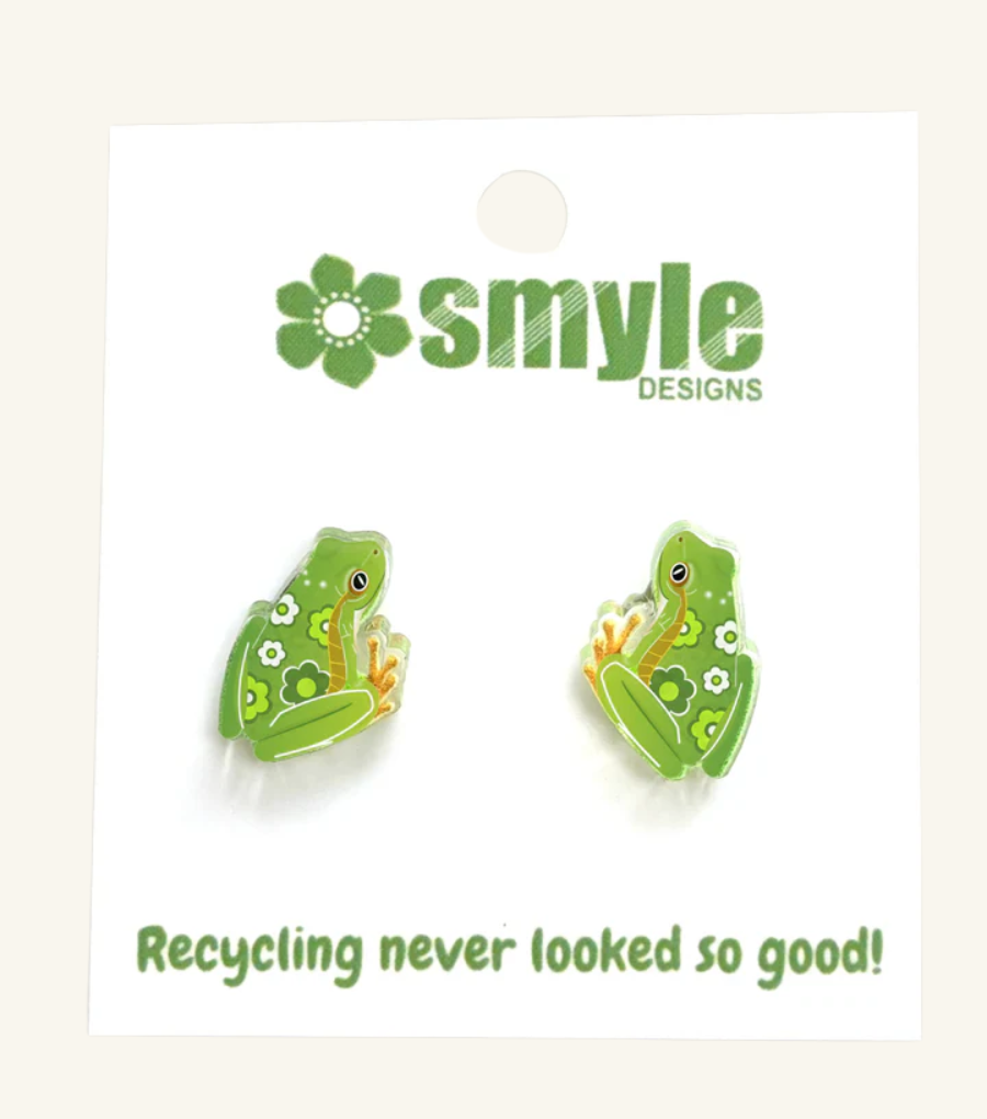 Smyle Designs Green Tree Frog Studs