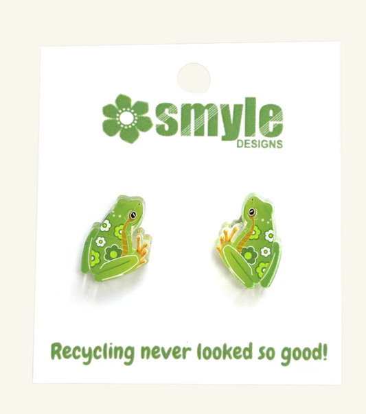 Smyle Designs Green Tree Frog Studs