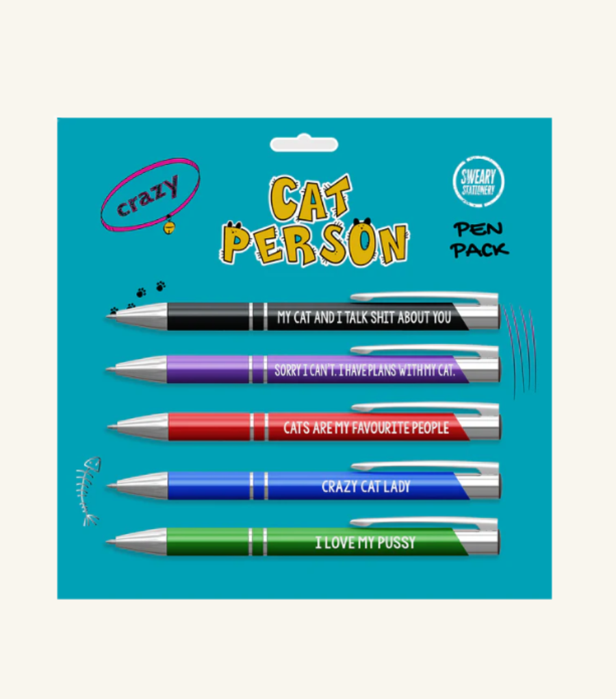 Crazy Cat Person Pen Pack Of Five