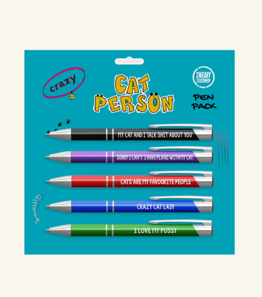 Crazy Cat Person Pen Pack Of Five
