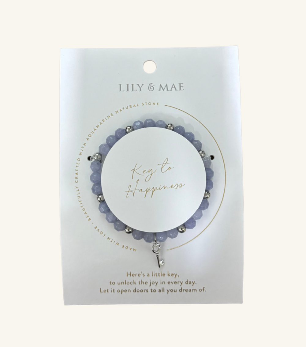 Lily & Mae Natural Stone And Charm Bracelet-Key To Happiness