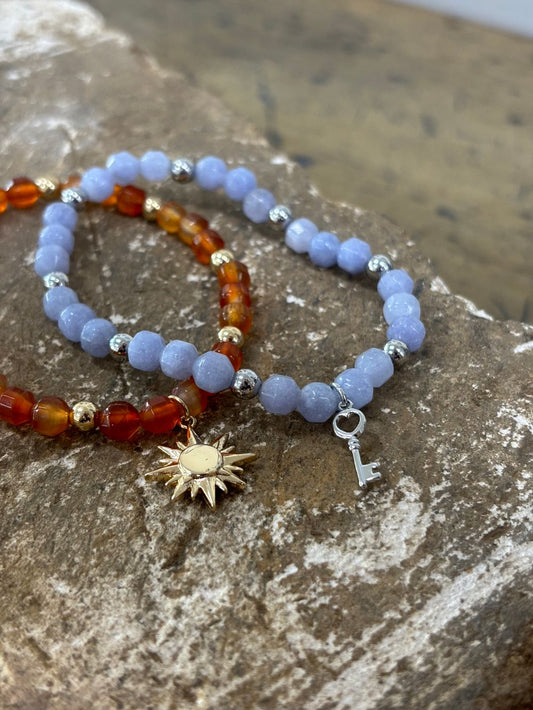 Lily & Mae Natural Stone And Charm Bracelet-Key To Happiness