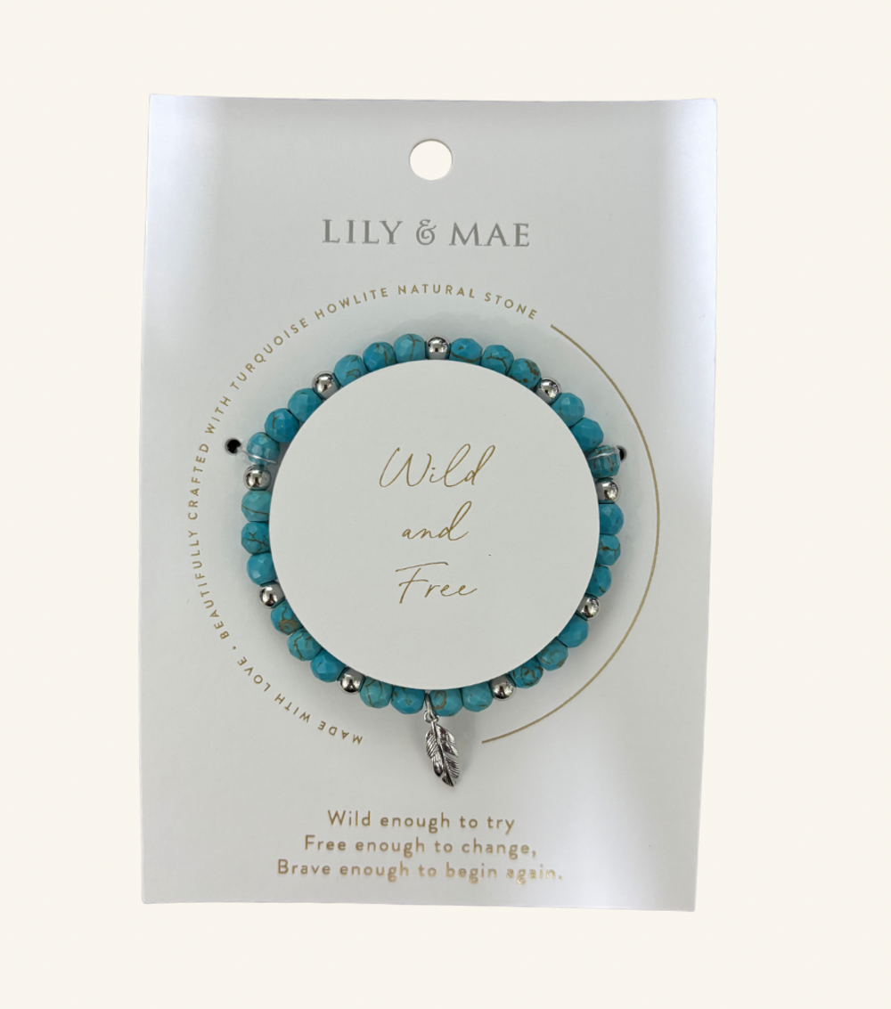 Lily & Mae Beaded Natural Stone And Charm Bracelet-Wild & Free