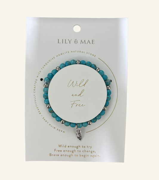 Lily & Mae Beaded Natural Stone And Charm Bracelet-Wild & Free