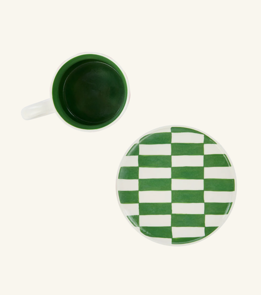 Em Check 300Ml Mug Plate Set