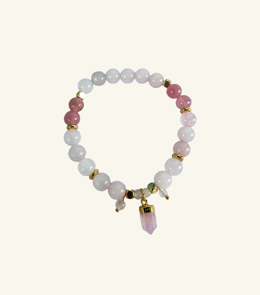 Lisa Pollock Crystal Point Bracelet-Rose Quartz And Case