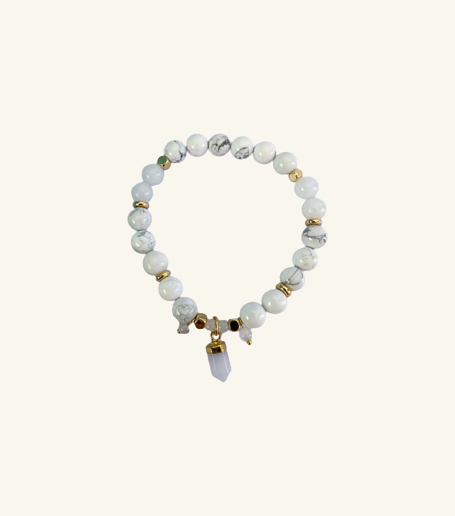 Lisa Pollock Crystal Point Bracelet - Howlite With Case