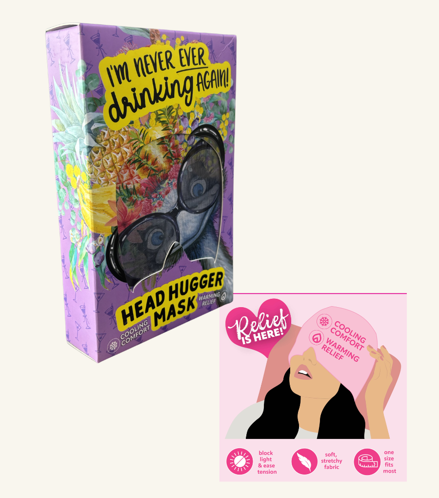 Polyester & Gel Migraine Mask In Gift Box - Never Drinking Again Emu